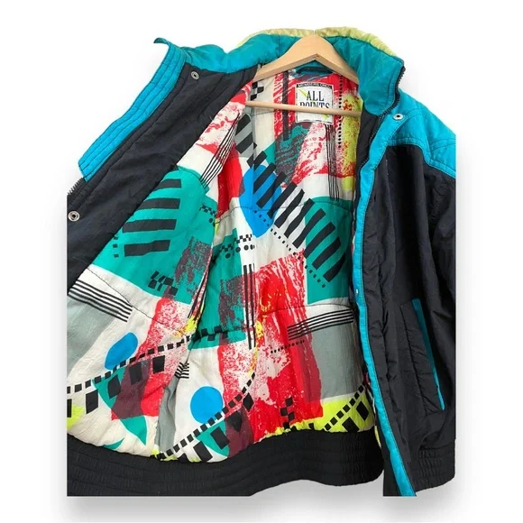Vintage Members Only All Points Color Bomb Graphic Print Retro Ski Jacket 1980’s - Picture 4 of 16
